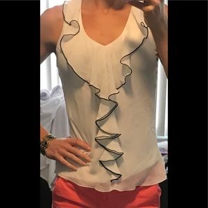 BCX Chiffon Sleeveless Lace Cut Out Shirt Blouse